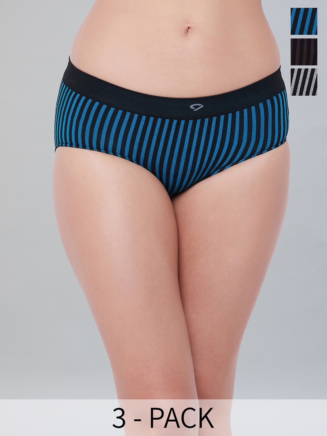 

C9 AIRWEAR Seamless Pack of 3 Striped Basic Briefs, Blue