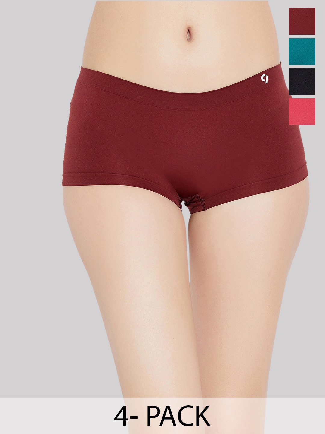 

C9 AIRWEAR Seamless Pack Of 4 Mid-Rise Quick Dry Boy Short Briefs, Maroon