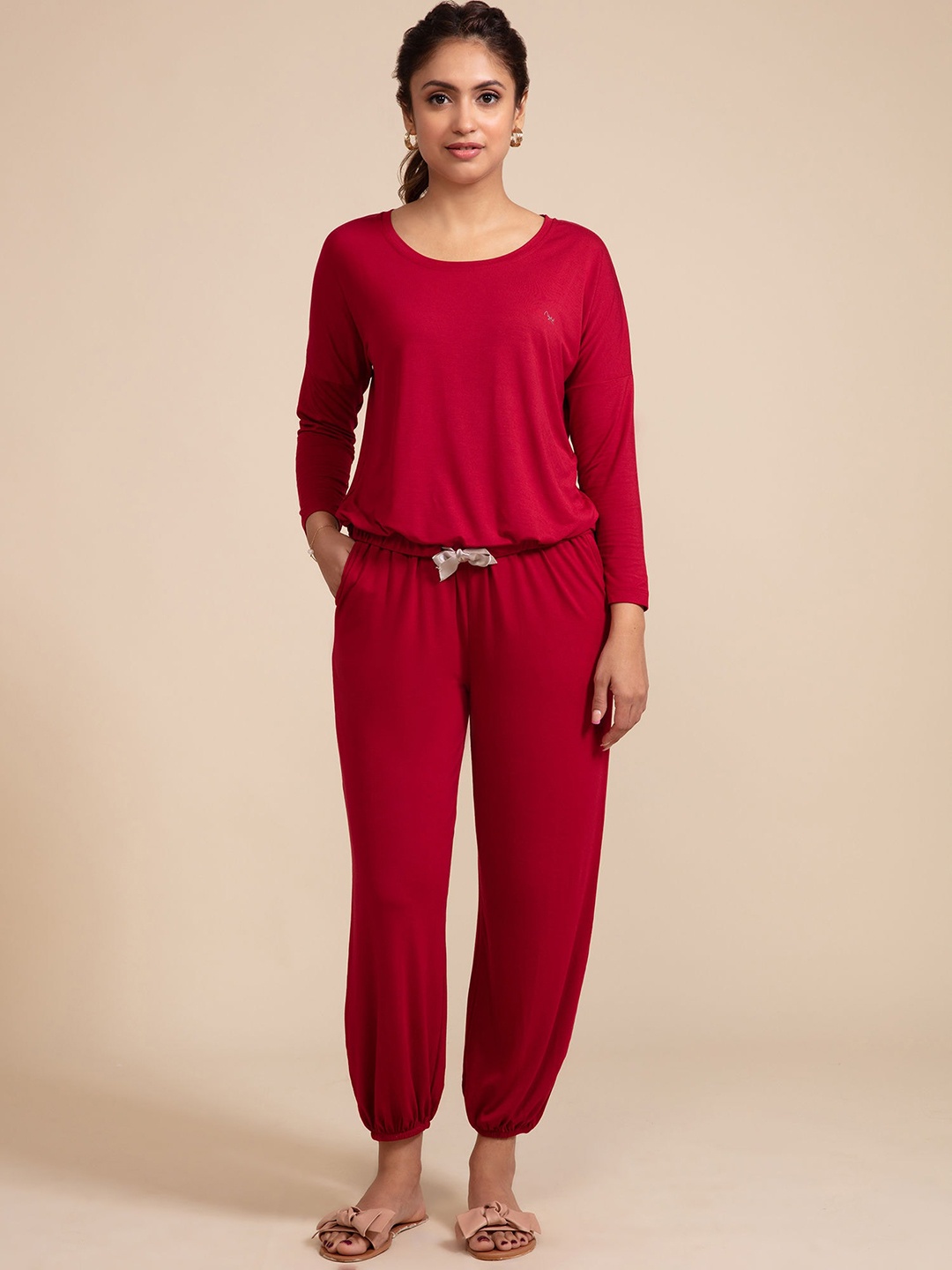 

Nykd Women Modal Jogger Set, Red