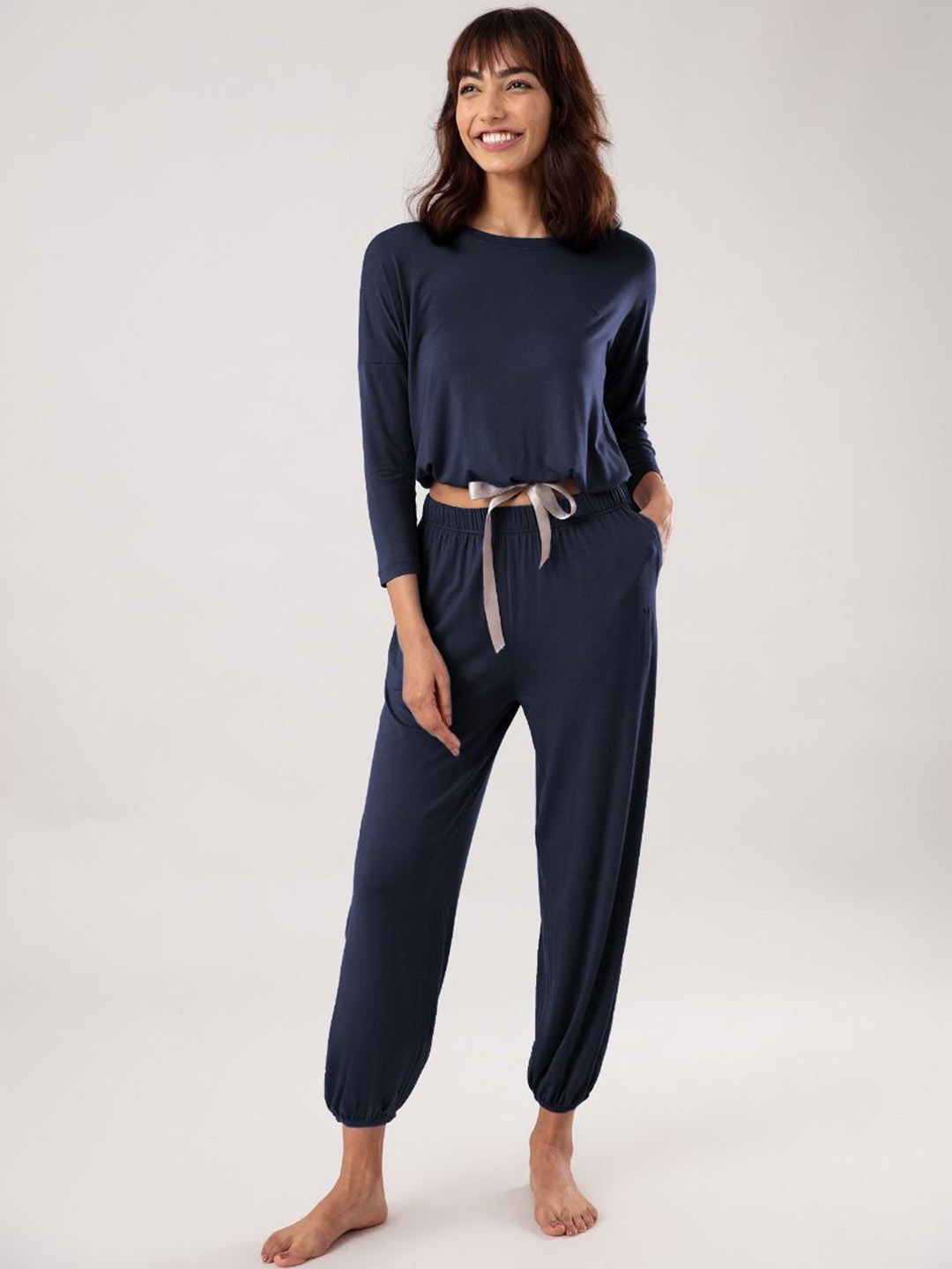 

Nykd Women Modal Jogger Set, Navy blue