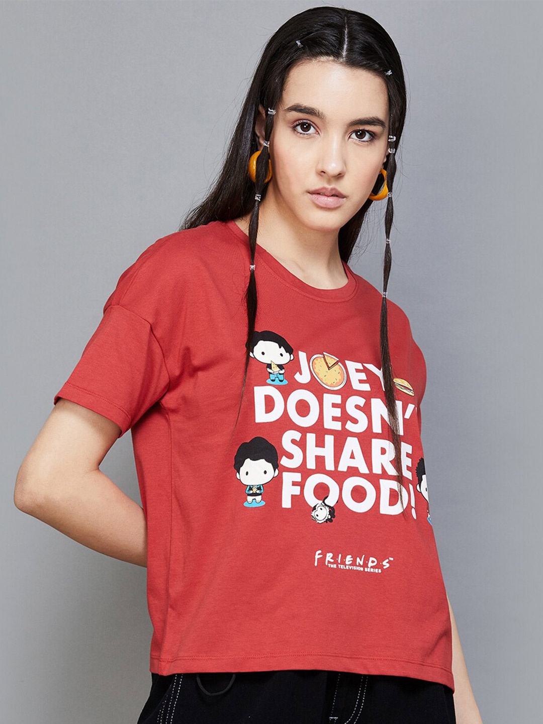 

Ginger by Lifestyle Red Typography Printed Pure Cotton T-Shirt