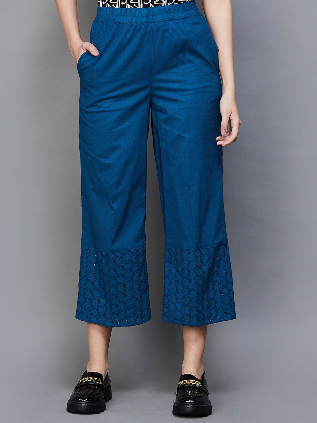 

Fame Forever by Lifestyle Women Self Design Pure Cotton Culottes, Navy blue