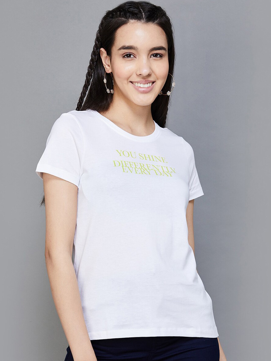 

Fame Forever by Lifestyle Typography Printed Cotton Regular Fit Tshirt, White