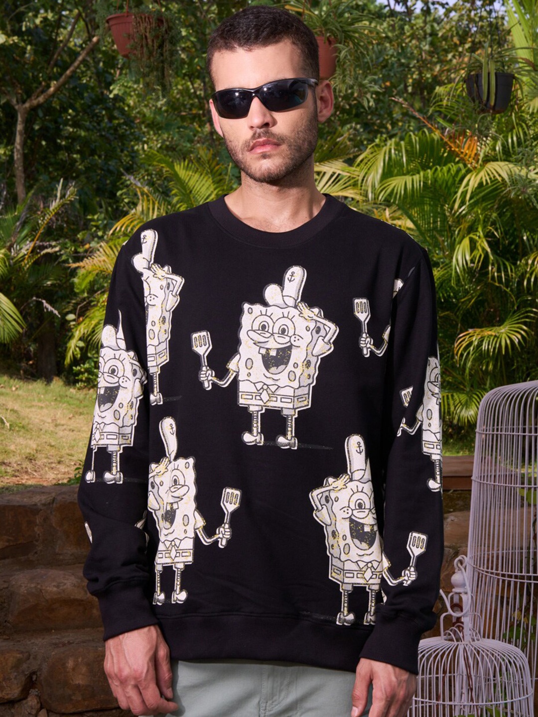 

Bonkers Corner Sponge Bob Printed Long Sleeves Pullover, Black