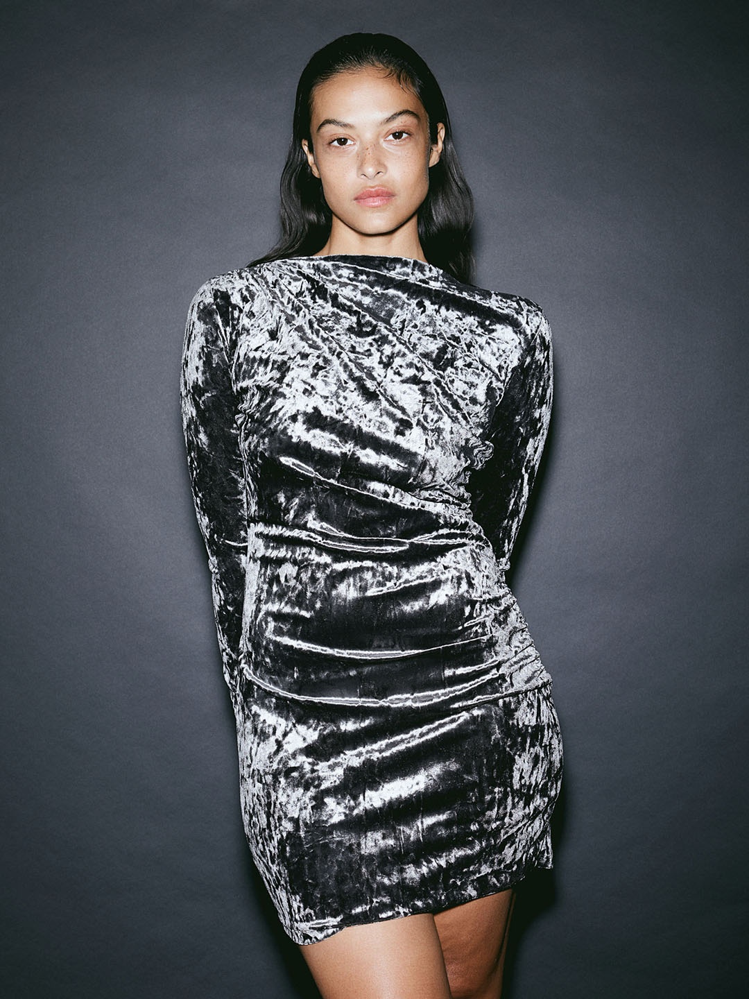 

H&M Gathered Jersey Dresses, Grey