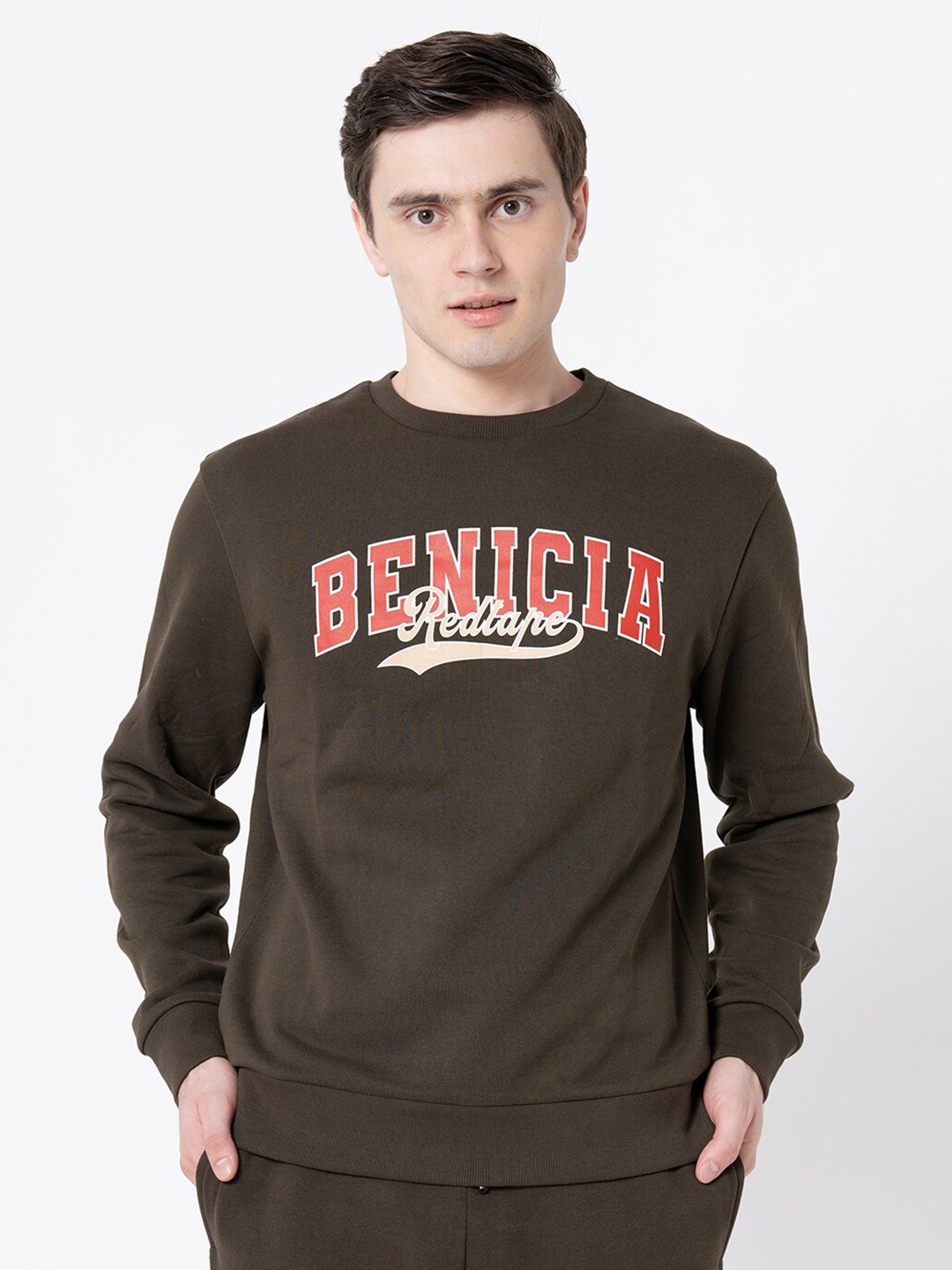 

Red Tape Typography Printed Pullover, Olive