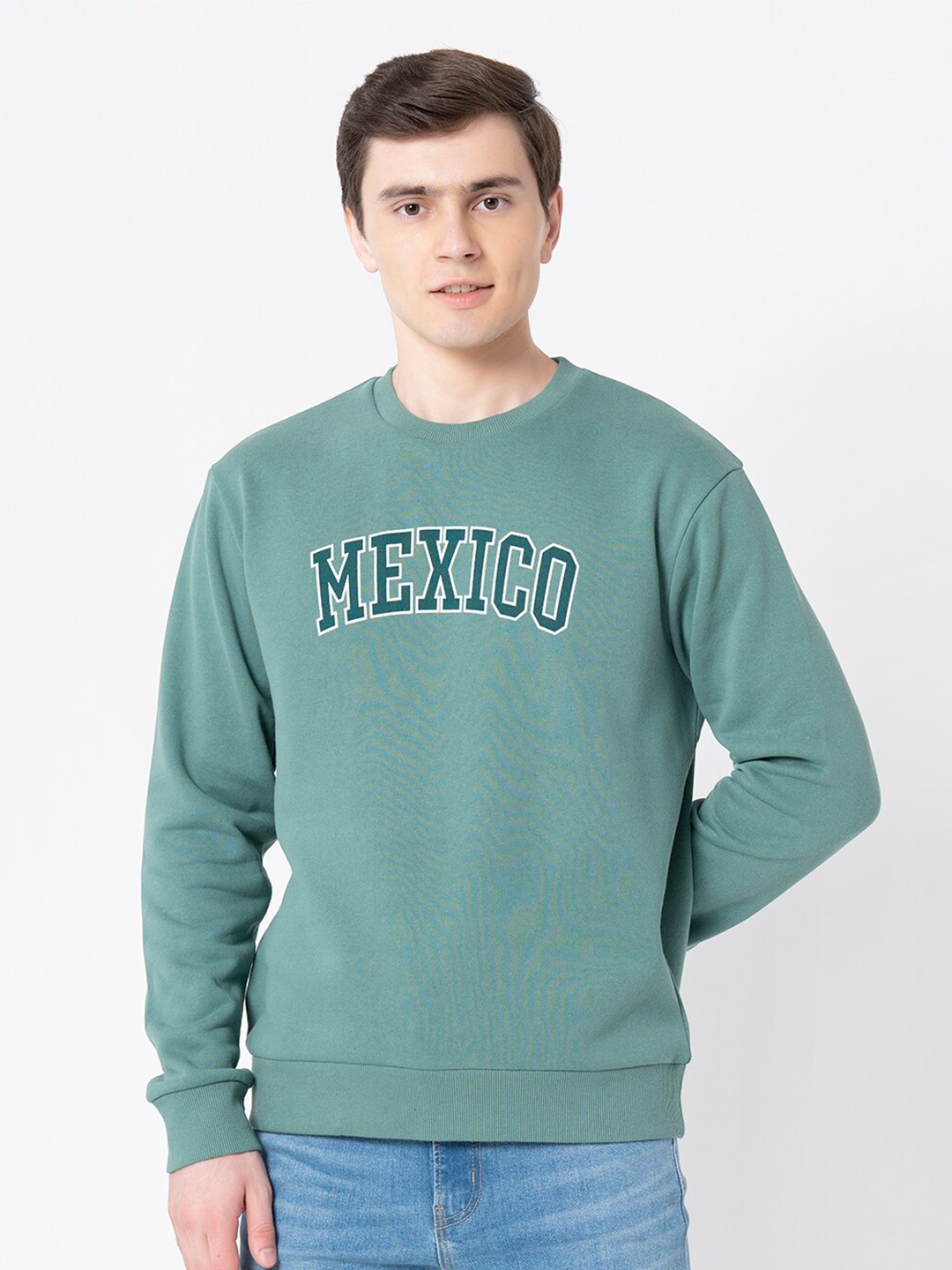 

Red Tape Typography Printed Pullover, Green