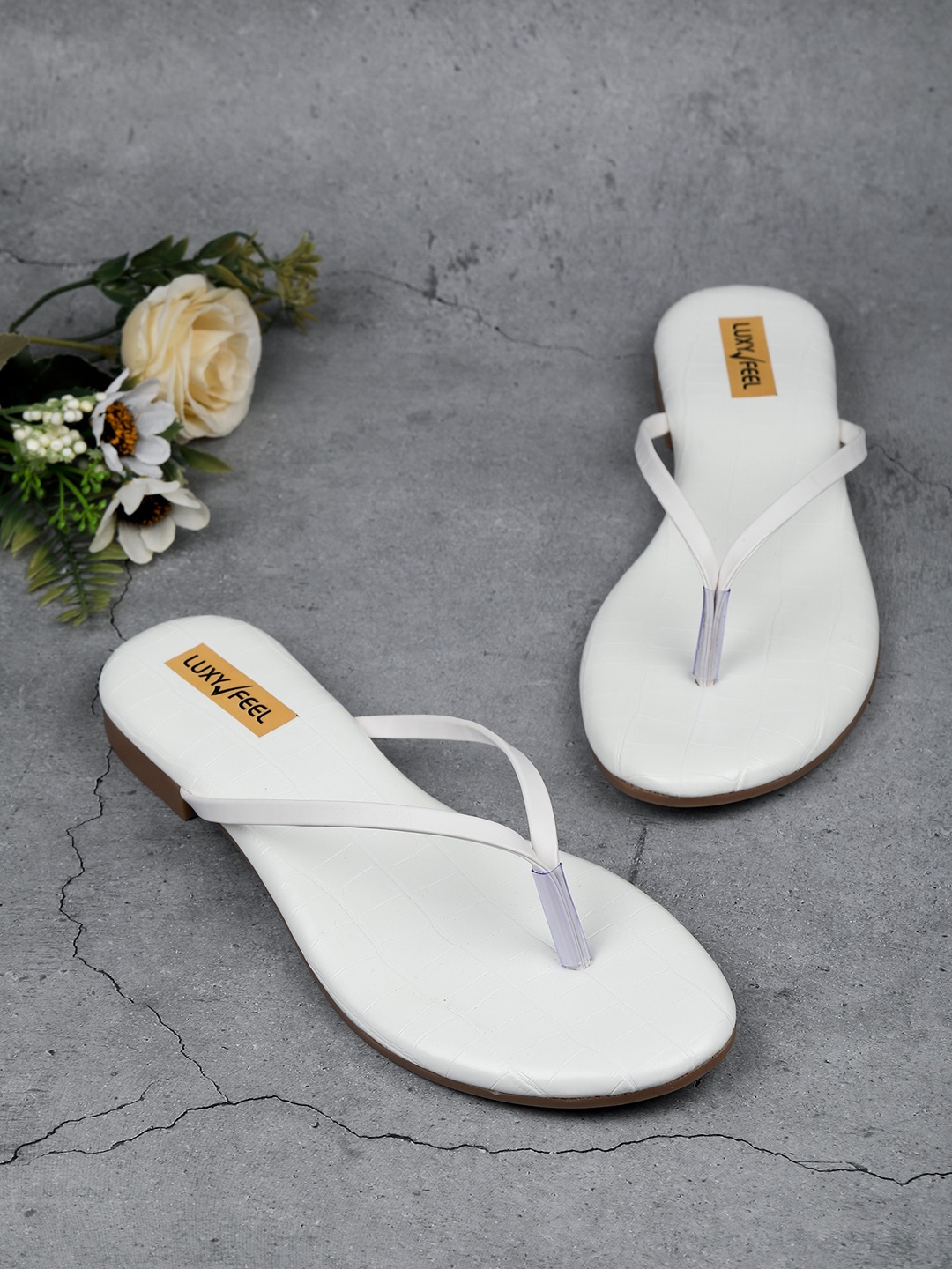 

Luxyfeel Strappy Open Toe Flats, White