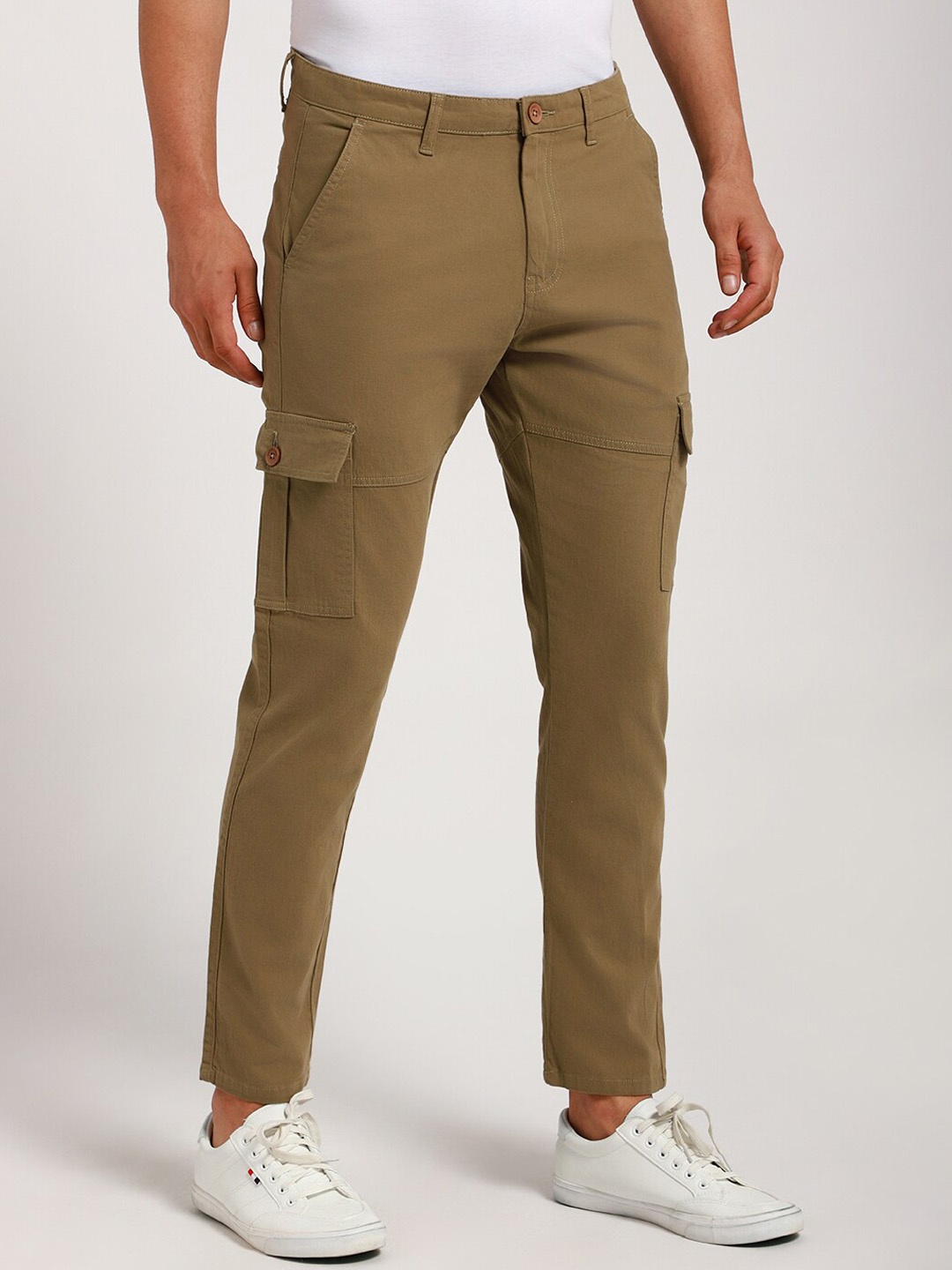 

Dennis Lingo Men Relaxed Cotton Slim Fit Cargos, Olive