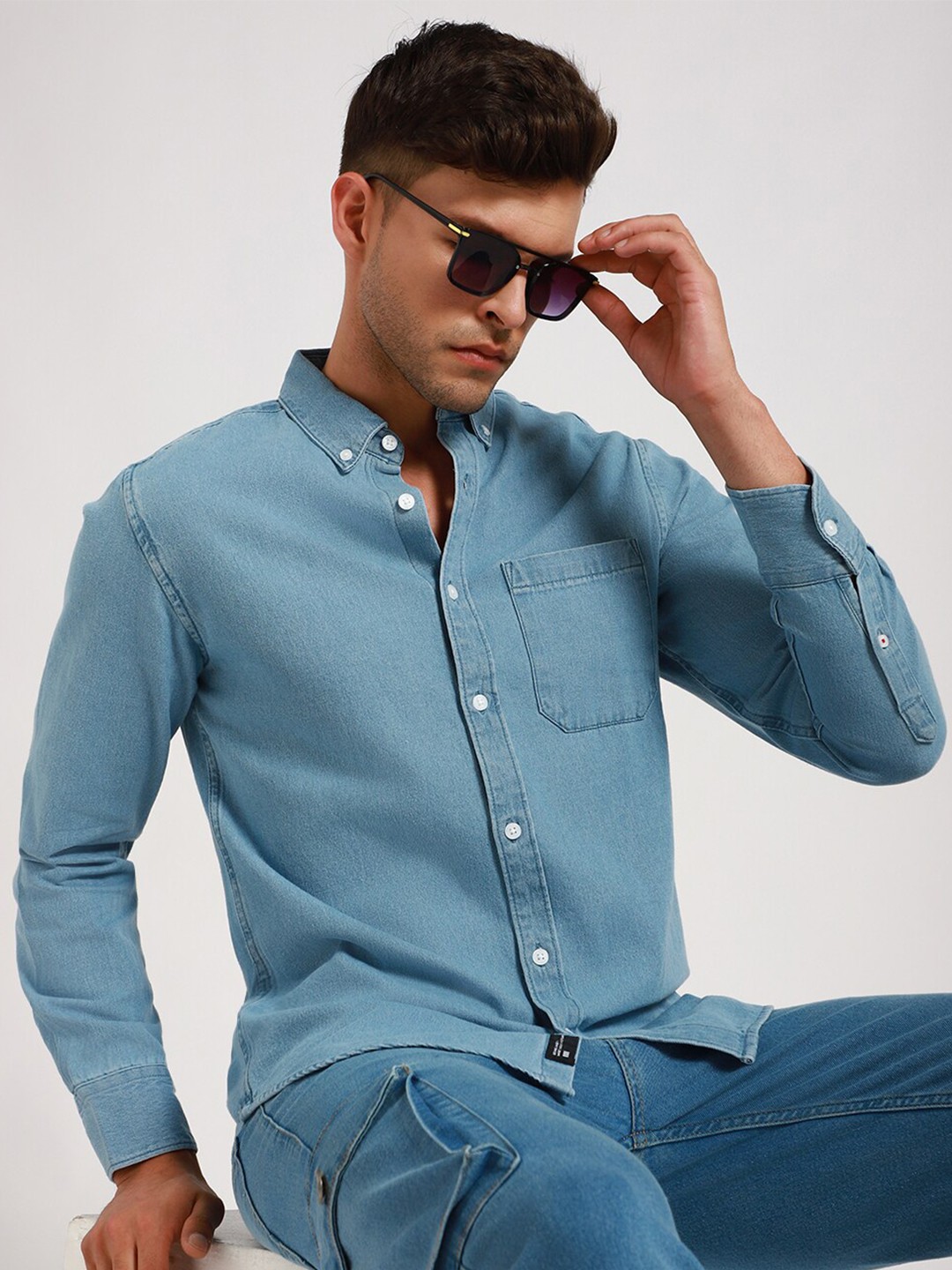 

Dennis Lingo India Slim Fit Casual Cotton Denim Shirt, Blue