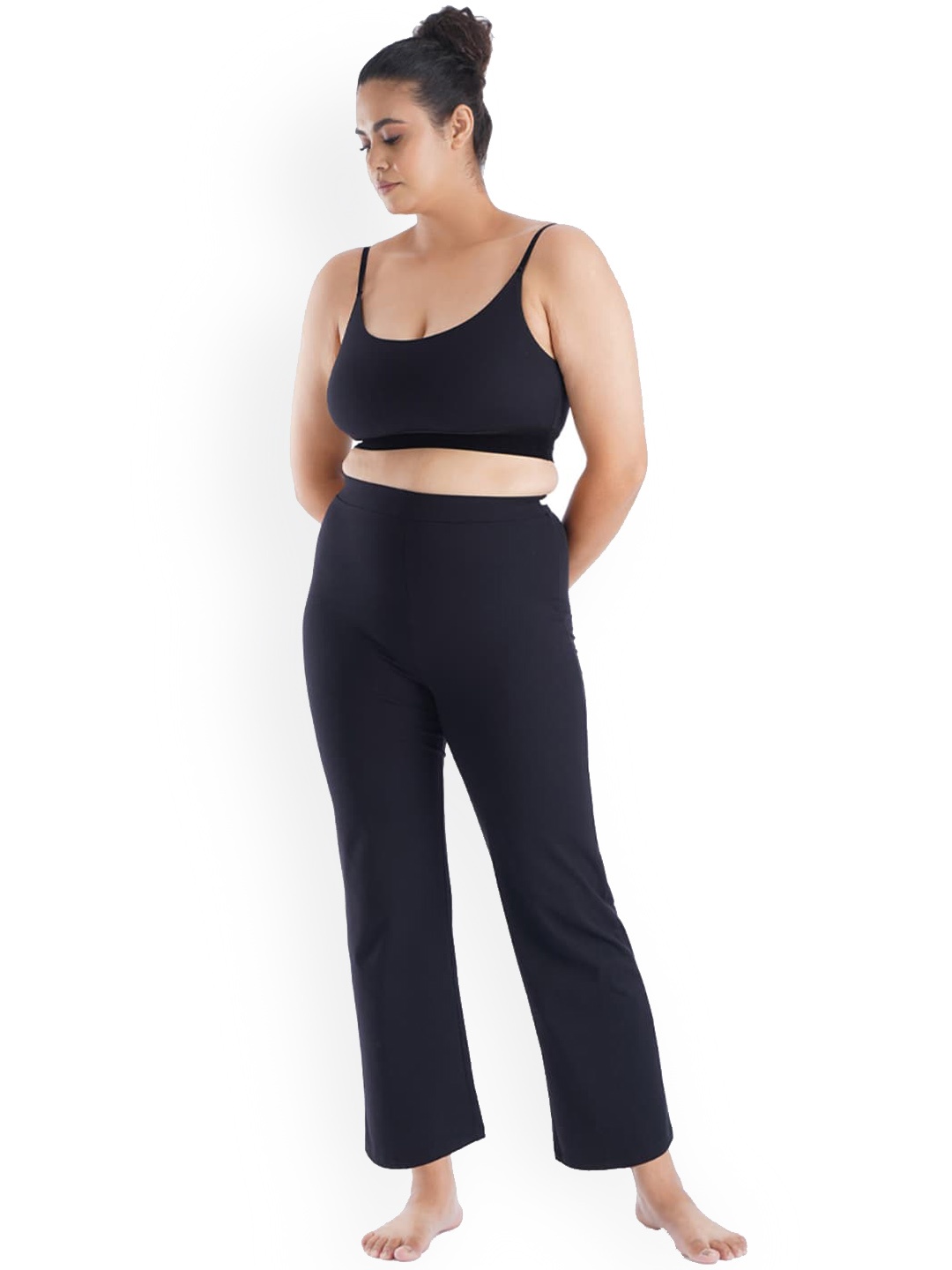 

So What Women Mid-Rise Straight-Fit Flared Track Pants, Black