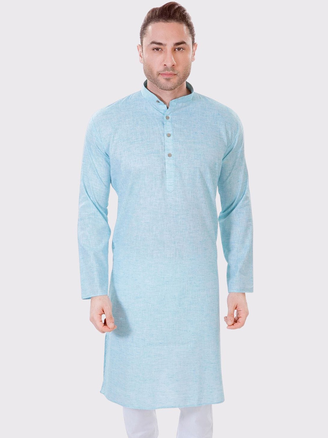 

Maharaja Mandarin Collar Long Sleeves Straight Kurta, Green