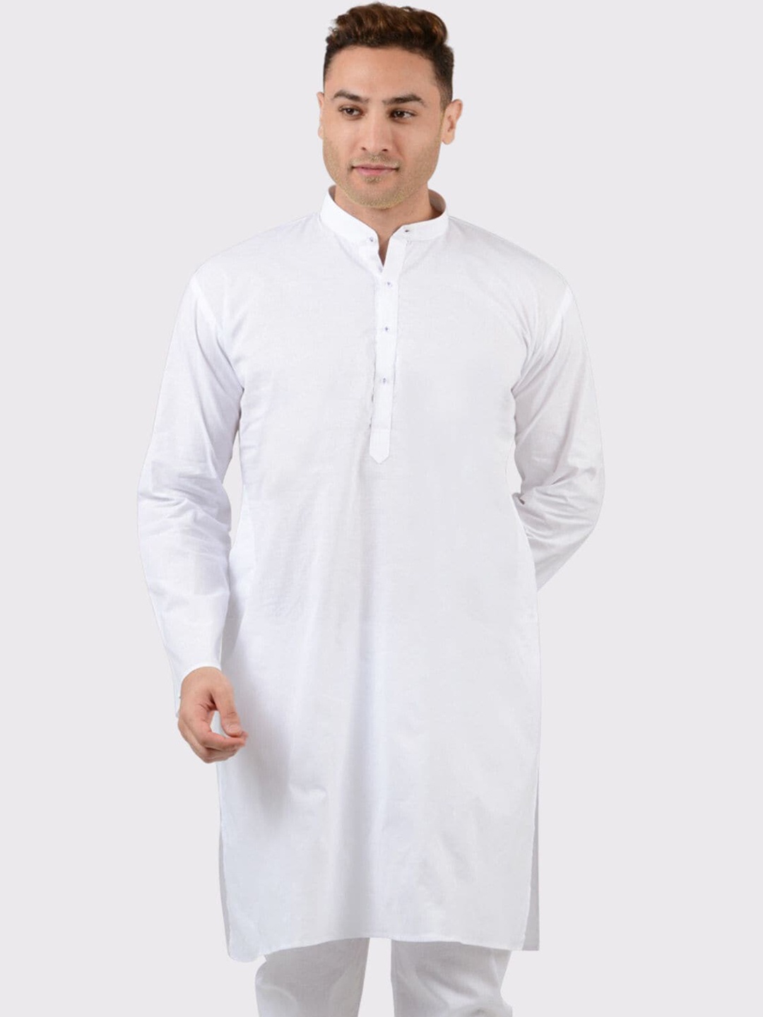 

Maharaja Band Collar Pure Cotton Kurta, White