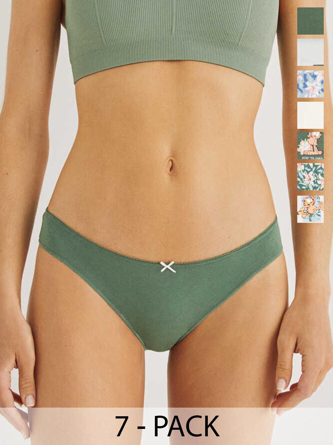 

Women'secret Women Pack Of 7 Printed Bikini Briefs 4936115-29, Assorted