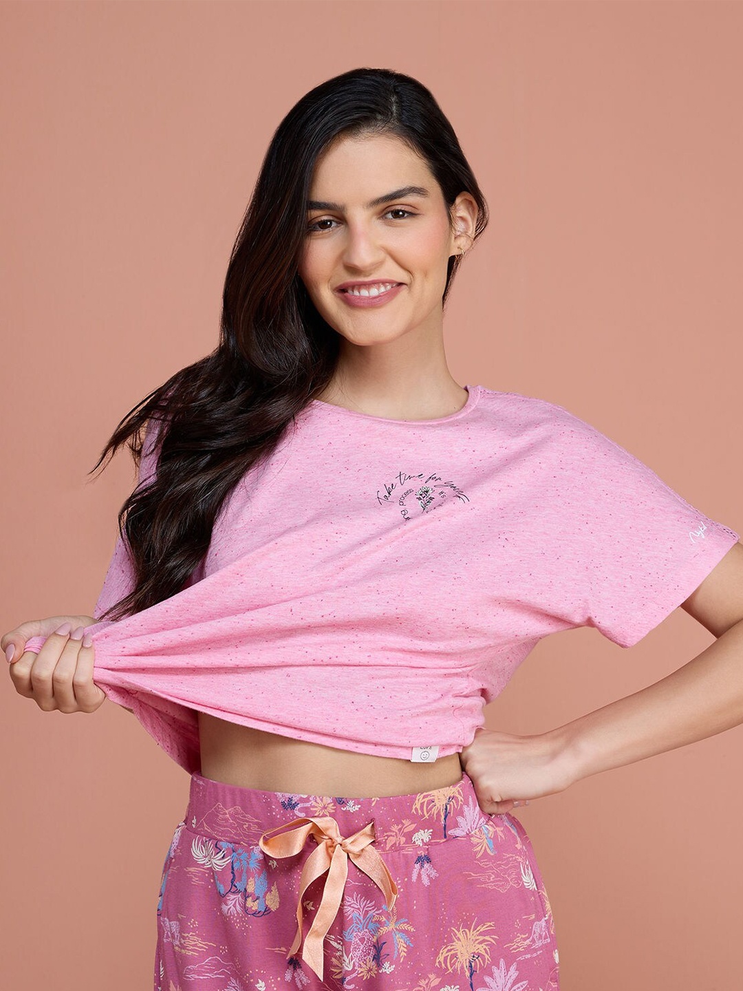 

Nykd Neppy Lace Detail Lounge T-shirt, Pink