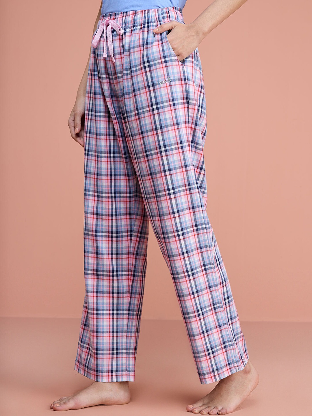 

Nykd Women Cotton Plaid Lounge Pant, Pink