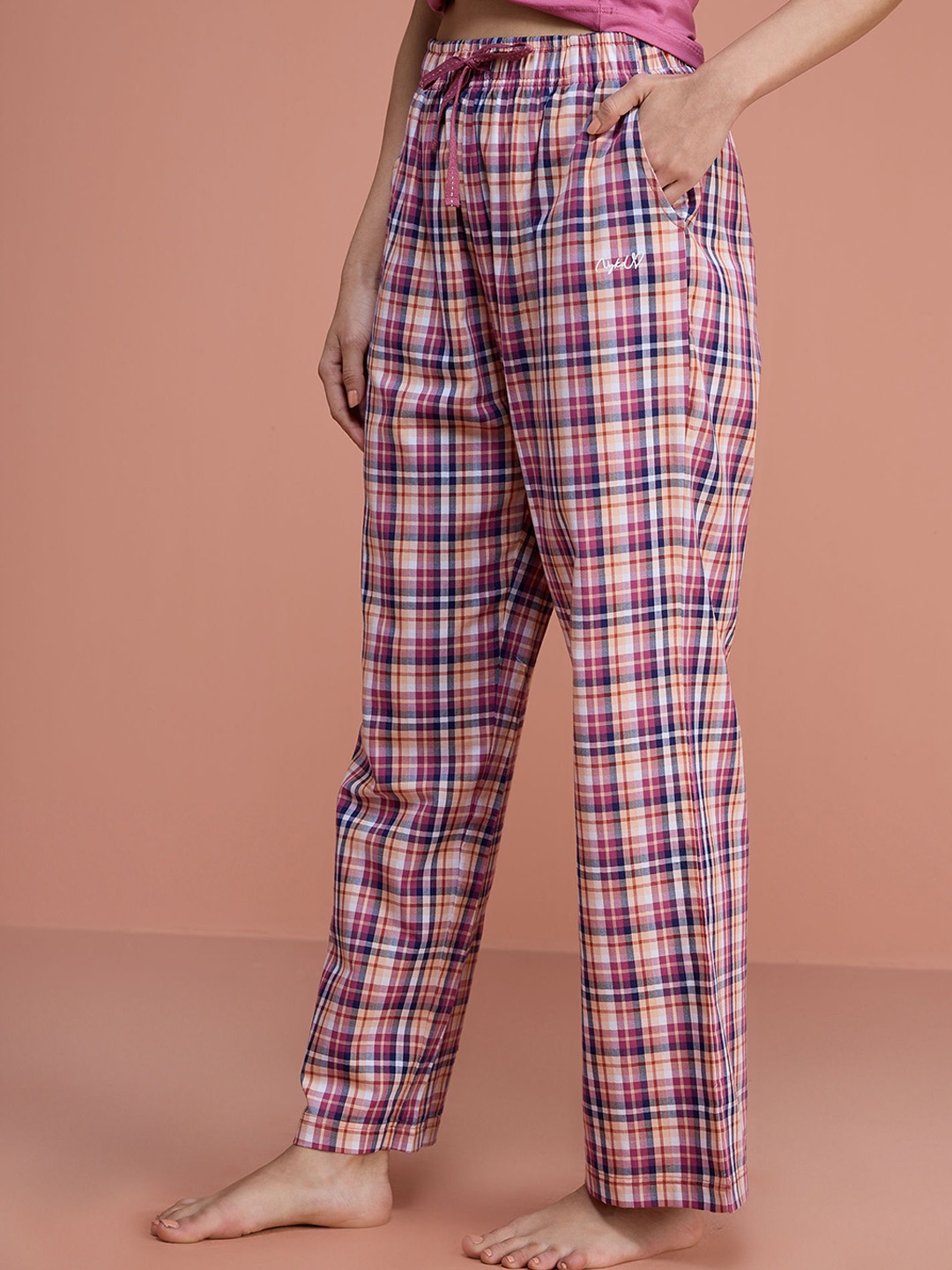 

Nykd Women Cotton Plaid Lounge Pant, Pink