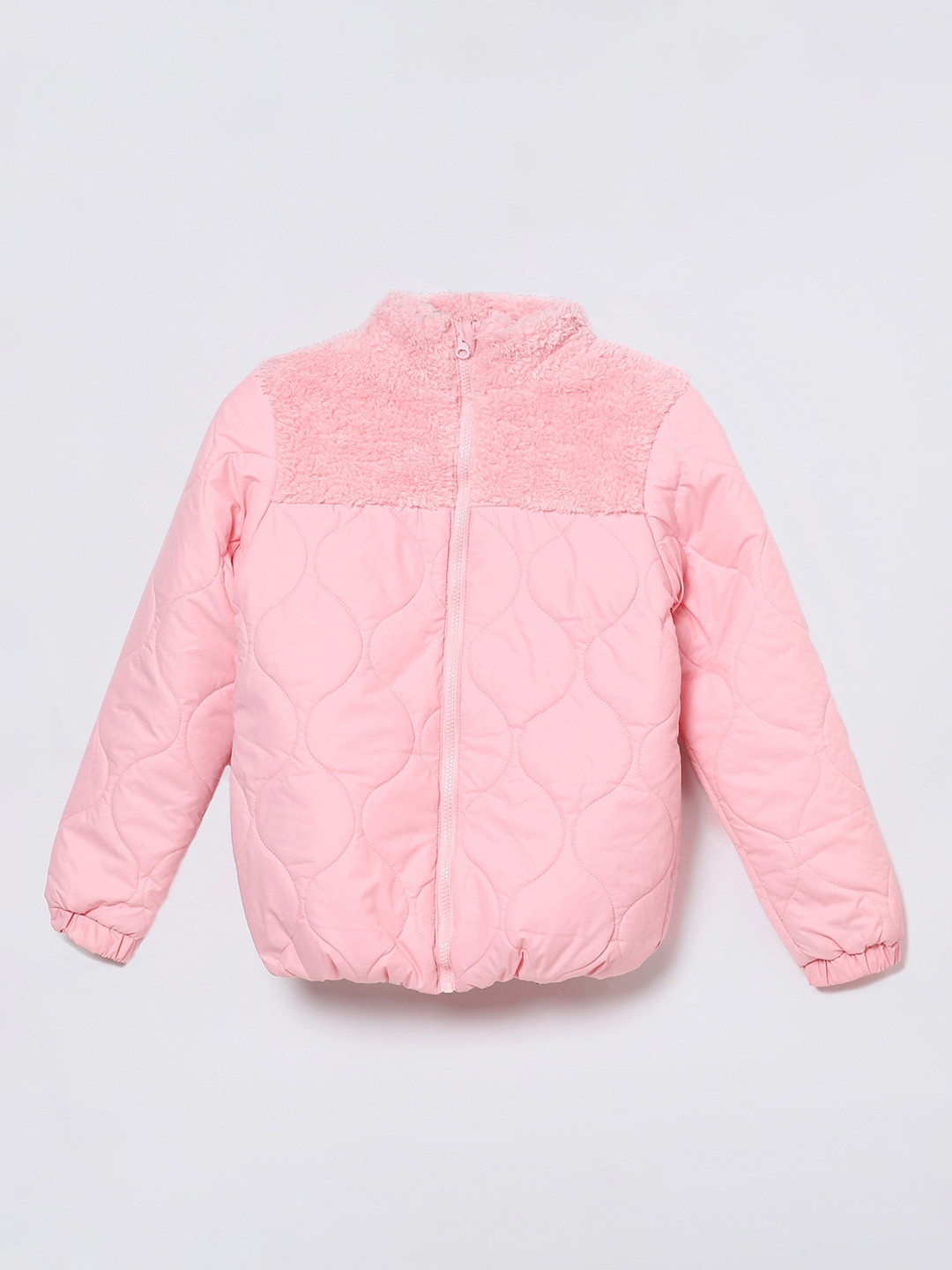 

Fame Forever by Lifestyle Girls Mock Collar Long Sleeves Quilted Jacket, Pink