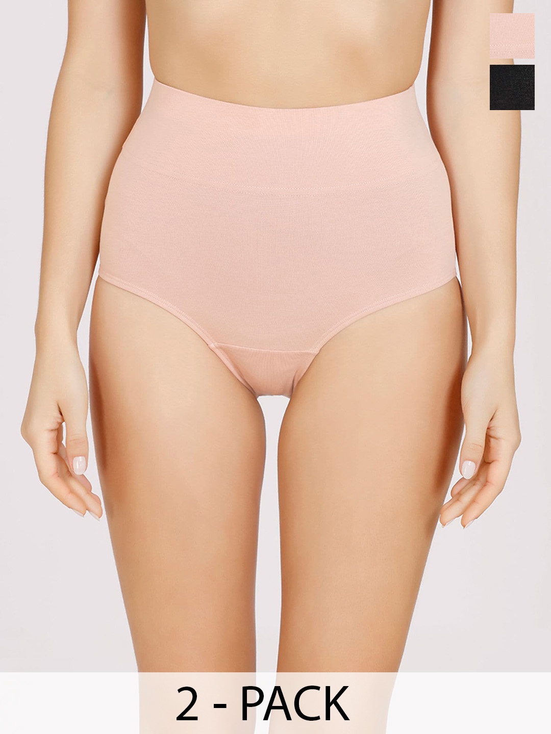 

Nykd Pack Of 2 Cotton High-Rise Anti odor Tummy Shapewear, Multi