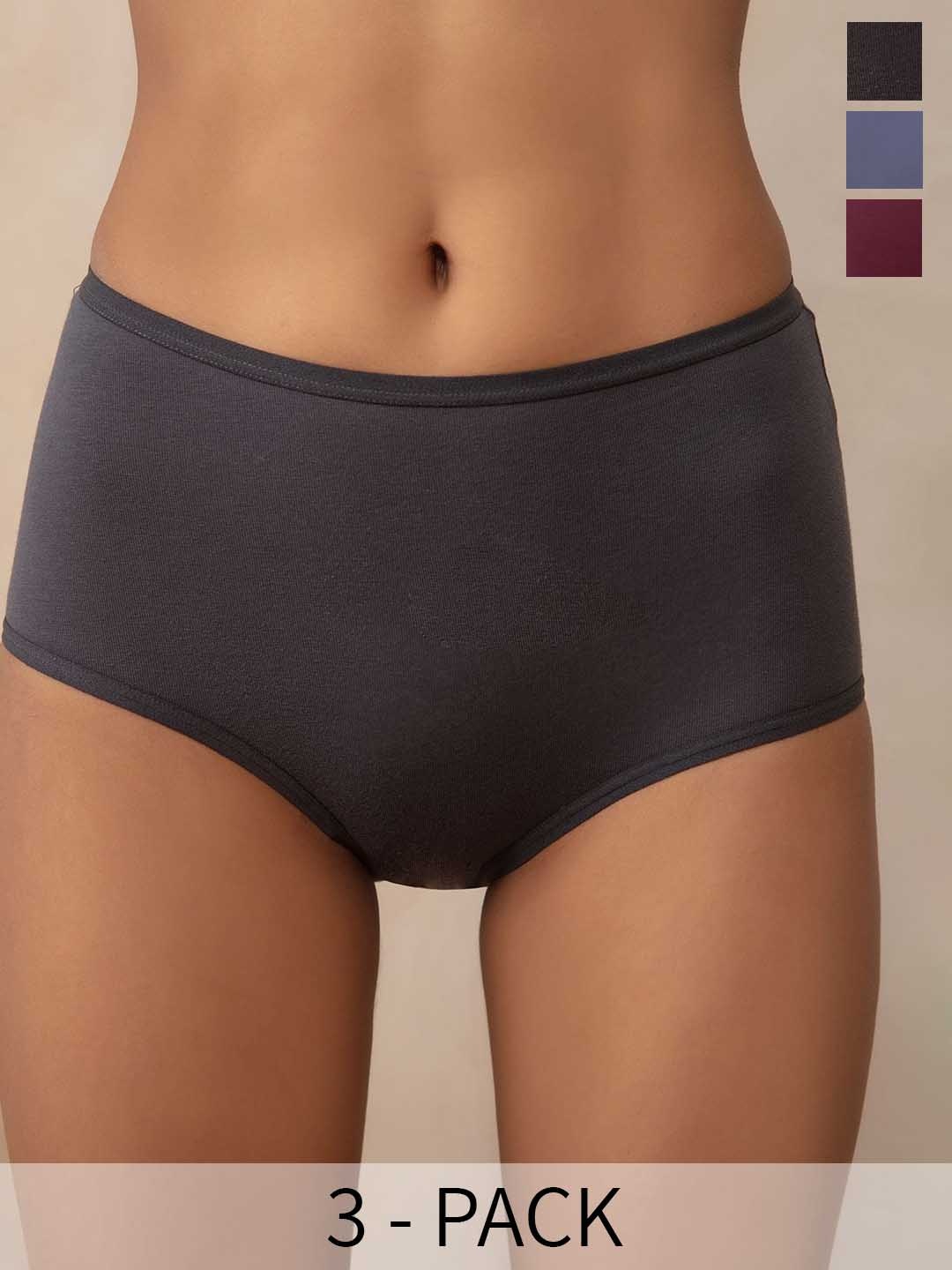 

Nykd Pack Of 3 Mid-Rise Hipster Briefs, Maroon
