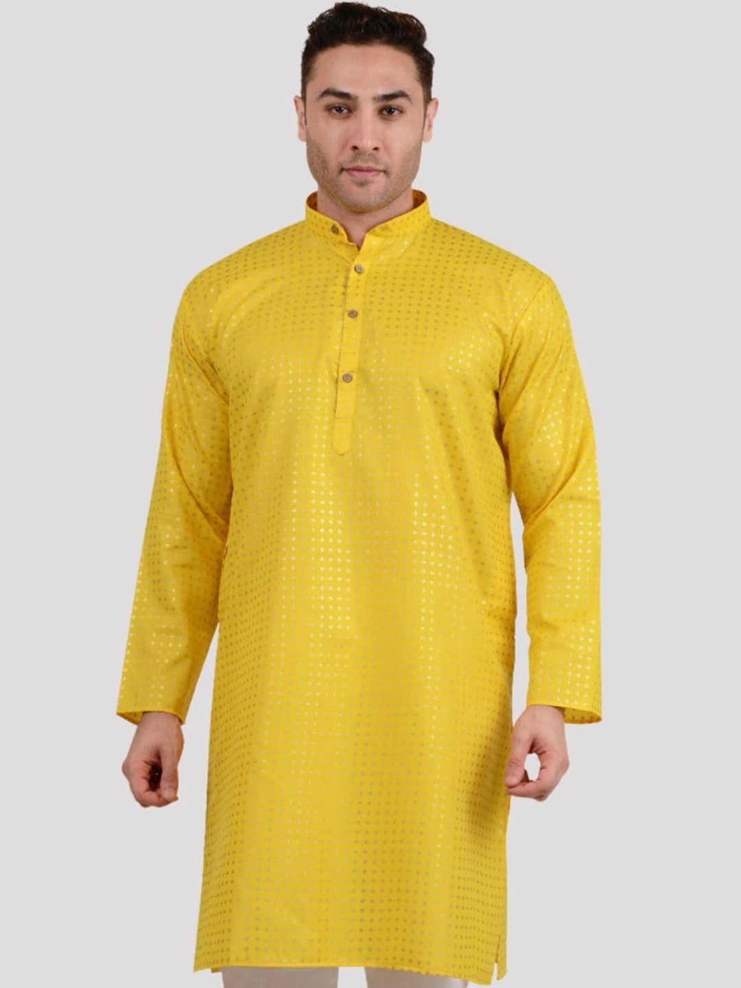 

Maharaja Ethnic Motifs Printed Mandarin Collar Kurta, Yellow