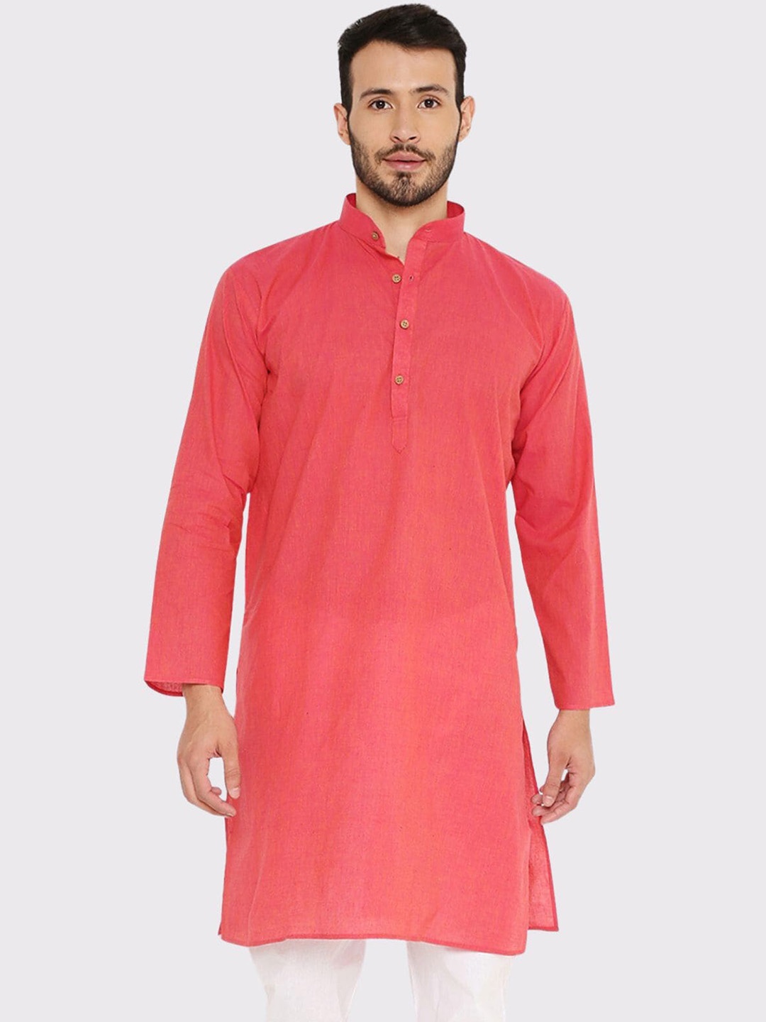 

Maharaja Mandarin Collar Straight Kurta, Pink