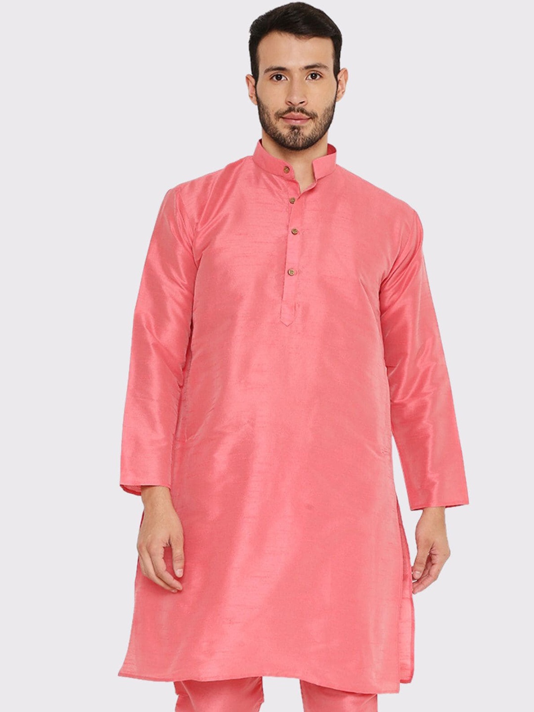 

Maharaja Band Collar Regular Kurta, Pink