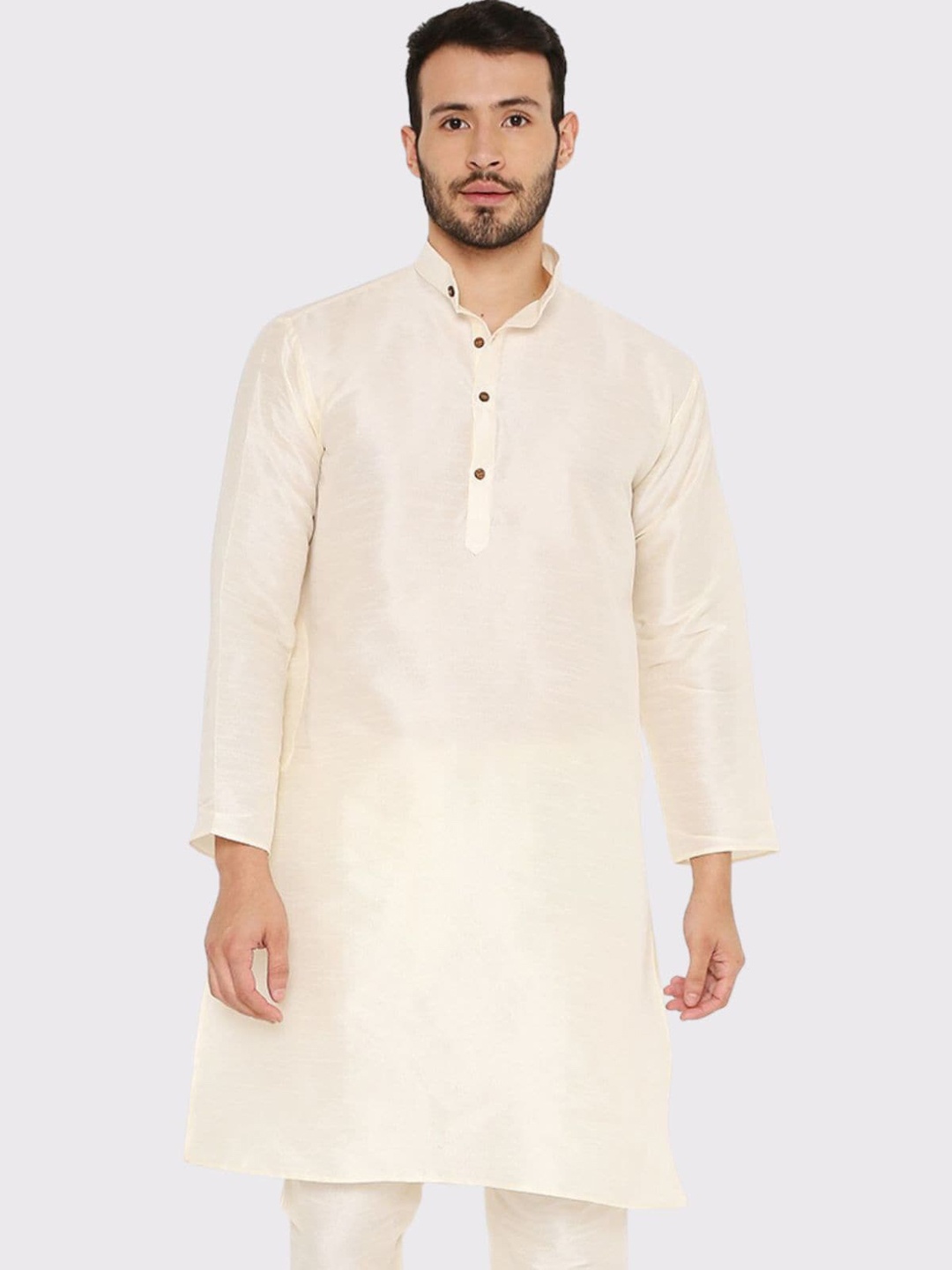 

Maharaja Band Collar Straight Kurta, Beige