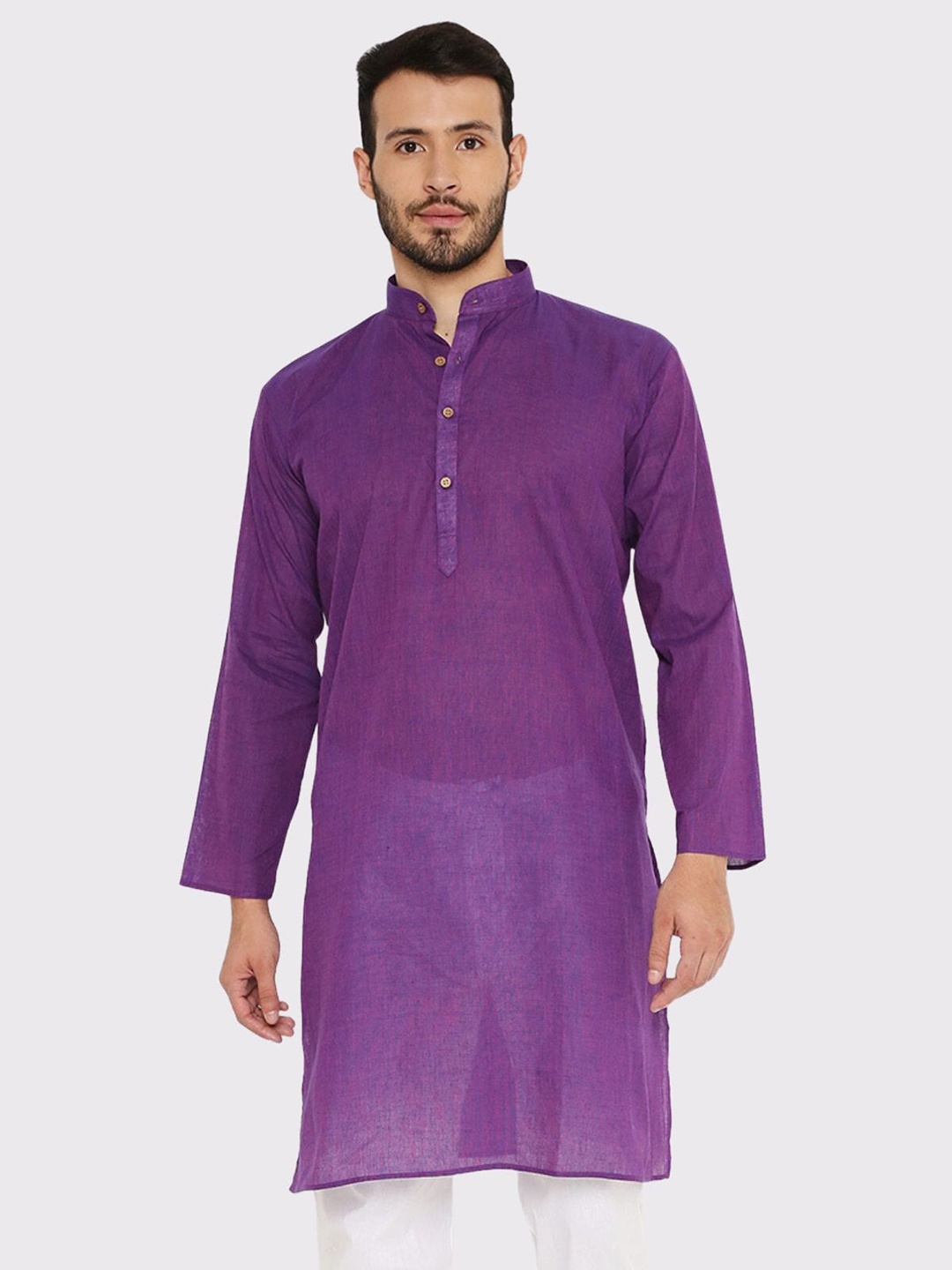 

Maharaja Band Collar Straight Kurta, Purple