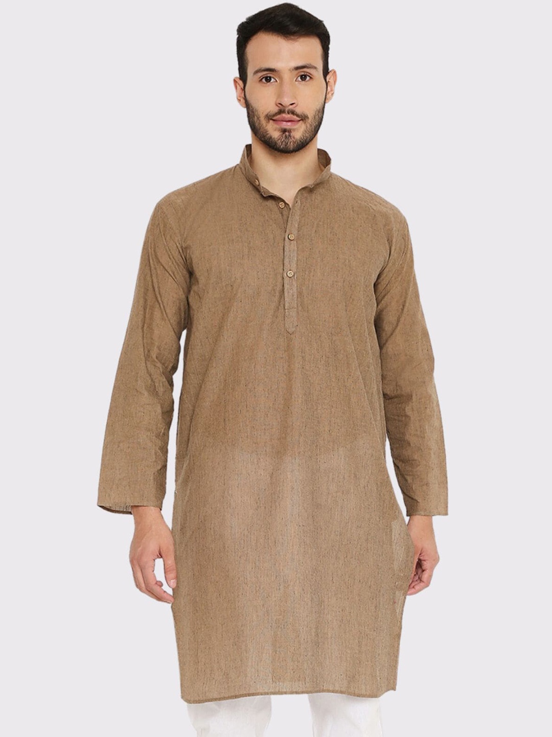 

Maharaja Mandarin Collar Straight Kurta, Brown