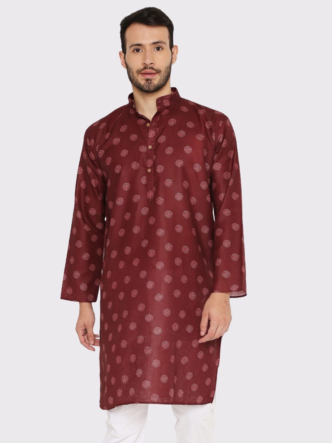 

Maharaja Ethnic Motifs Printed Regular Cotton Linen Kurta, Maroon