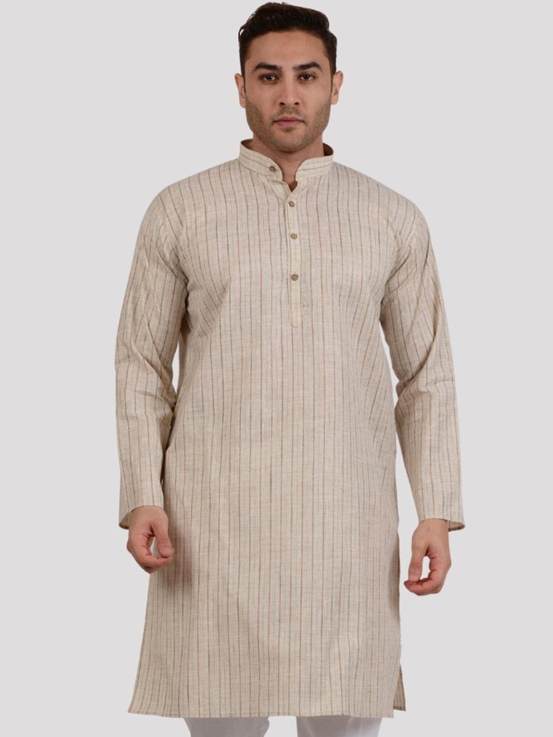 

Maharaja Striped Straight Kurta, Beige