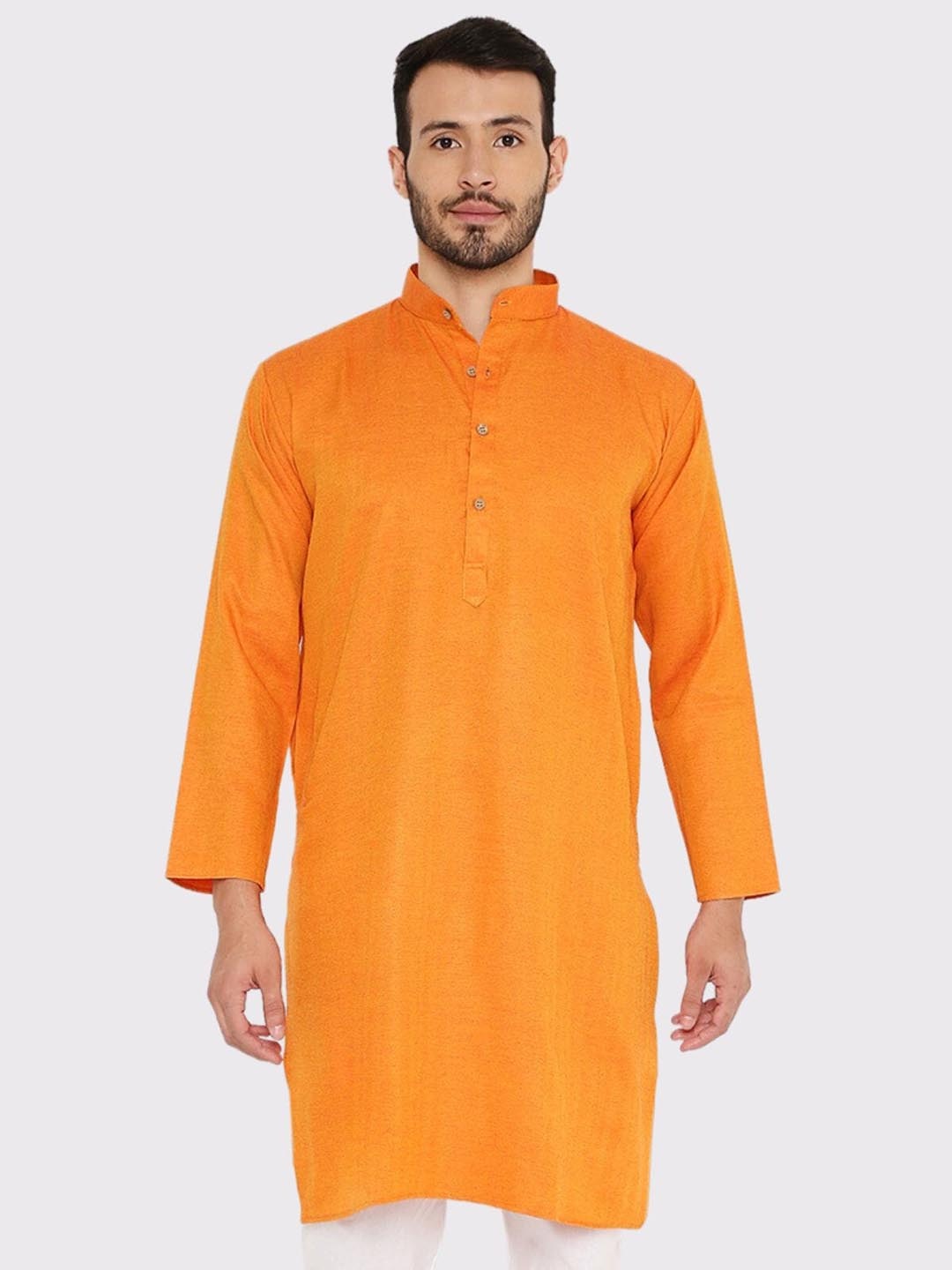 

Maharaja Mandarin Collar Linen Kurta, Orange