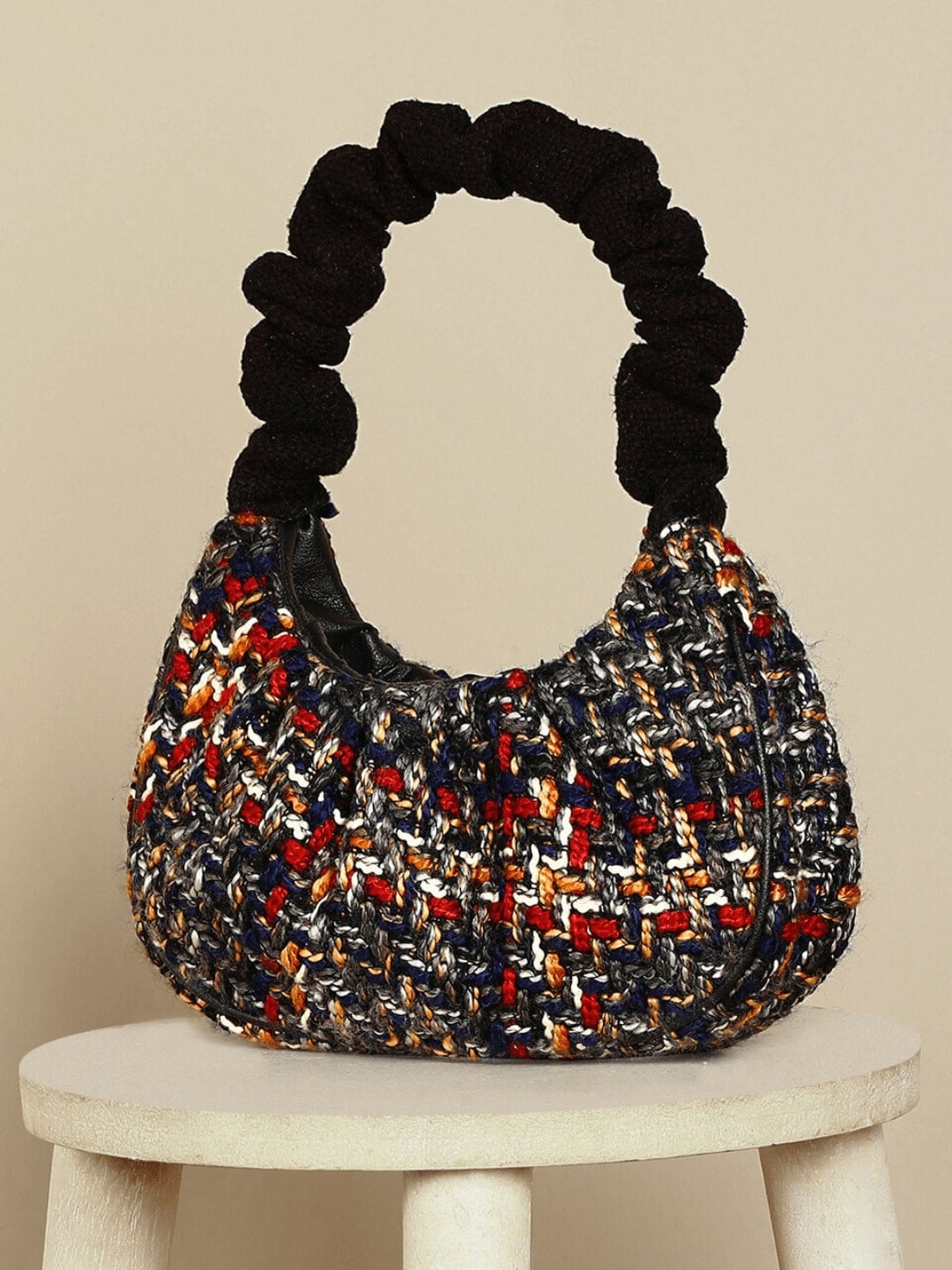 

DEEBACO Abstract Printed Structured Fabric Shoulder Bag, Black