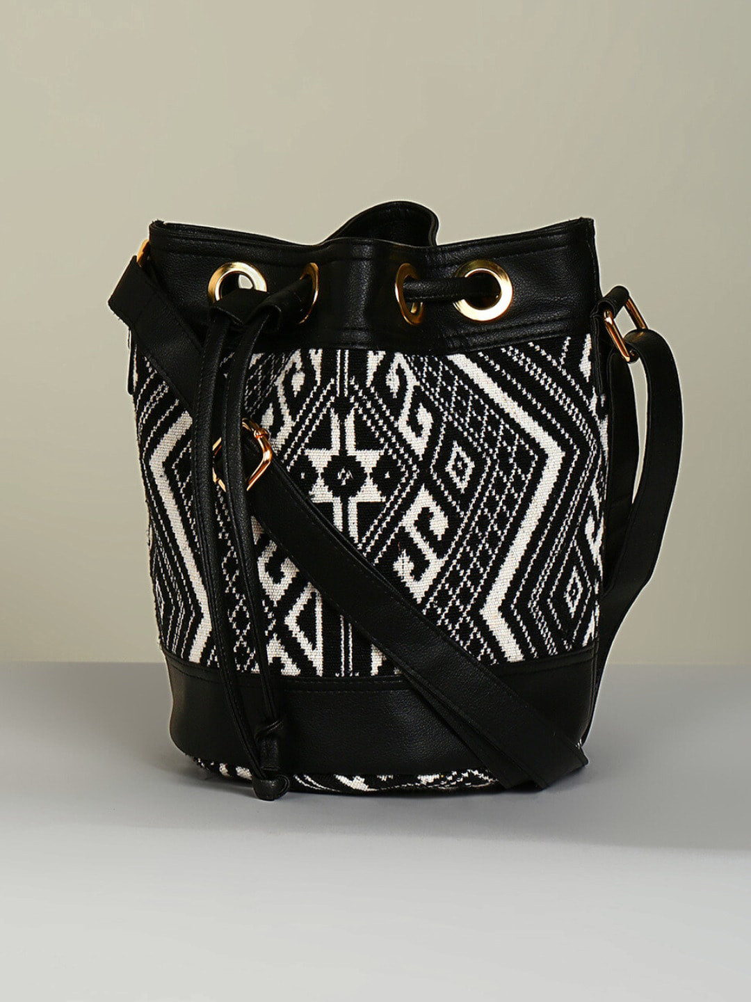 

DEEBACO Ethnic Motifs Printed Potli Sling Bag, Black