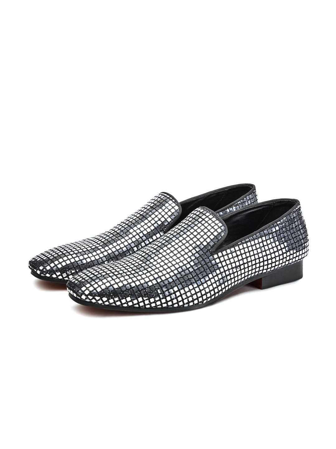 

SHUTIQ Men JACKSON Embellished Slip-On Mojaris, Silver