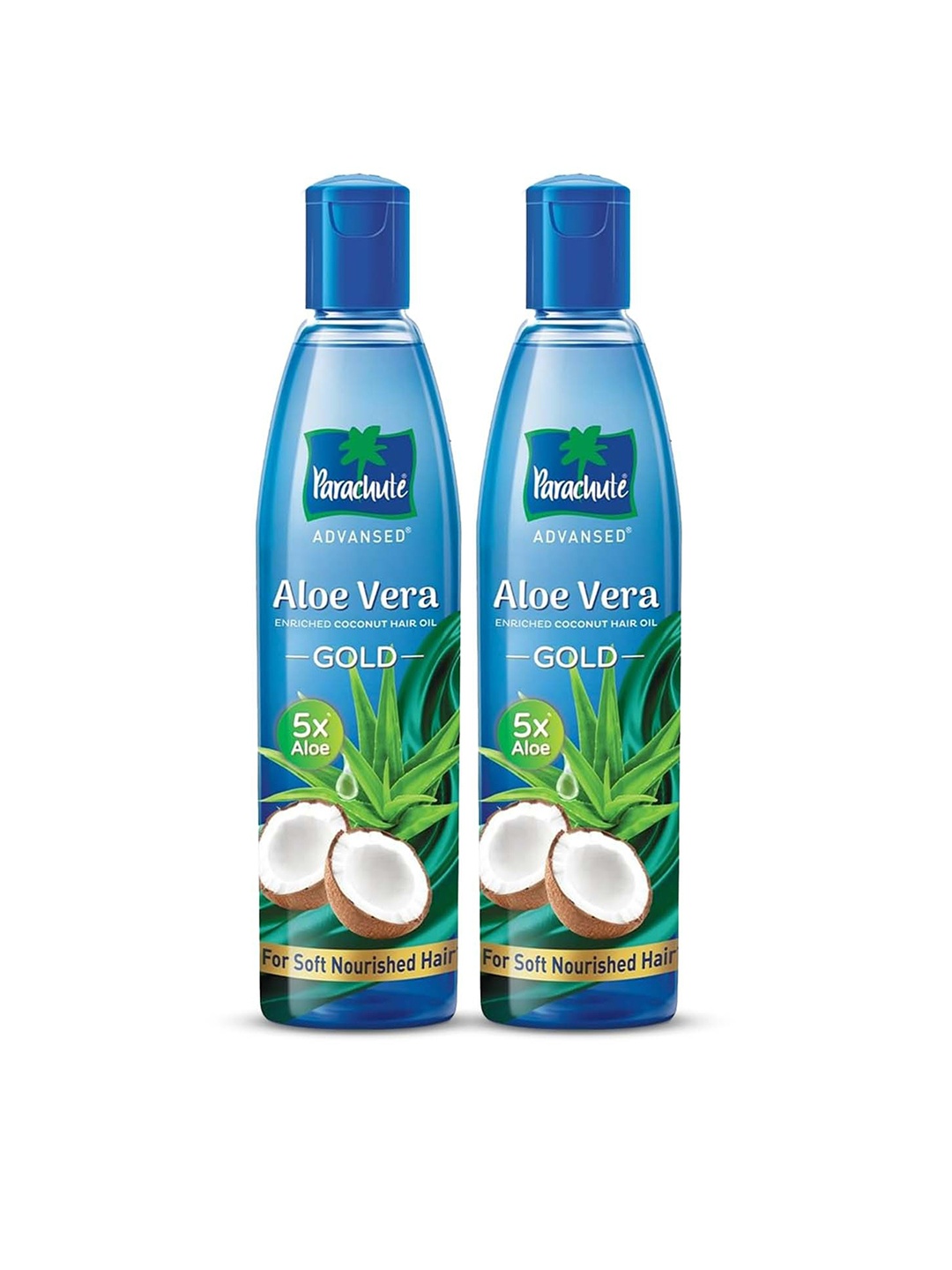 

Parachute Set of 2 Aloe Vera Gold Enriched Coconut Hair Oil with 5x Aloe - 250 ml Each, Blue