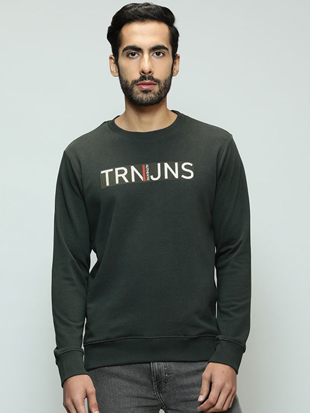 

Indian Terrain Typography Printed Pullover Sweatshirt, Green