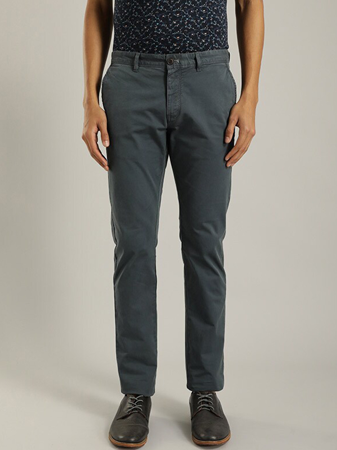 

Indian Terrain Men Brooklyn Mid-Rise Chinos Trousers, Blue
