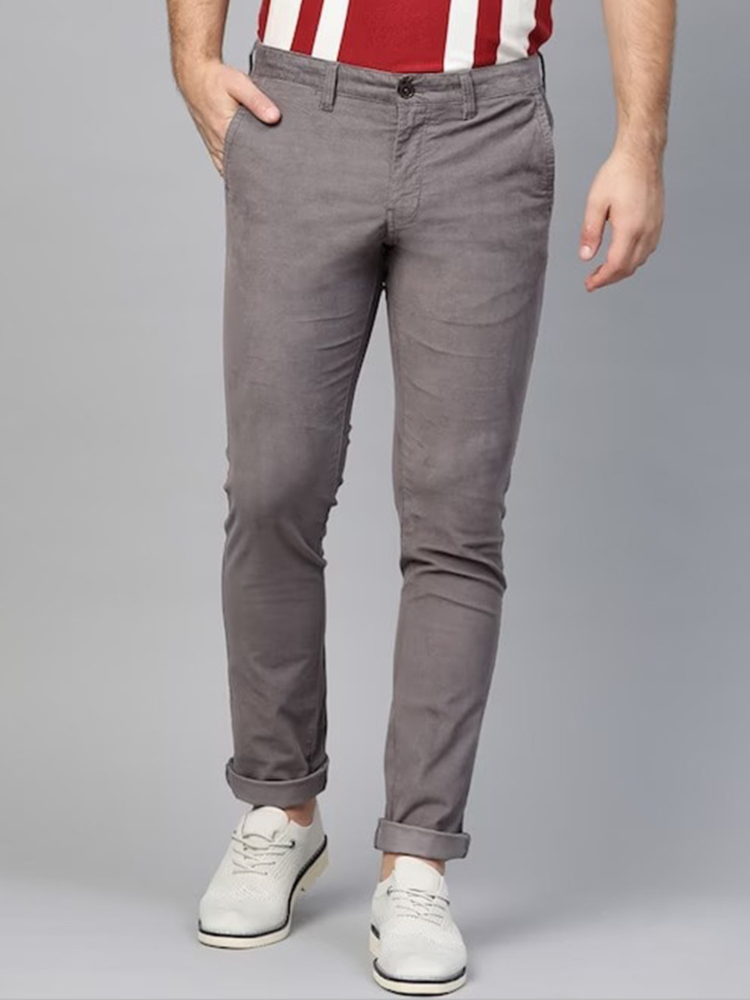

Indian Terrain Men Brooklyn Mid Rise Chinos, Grey