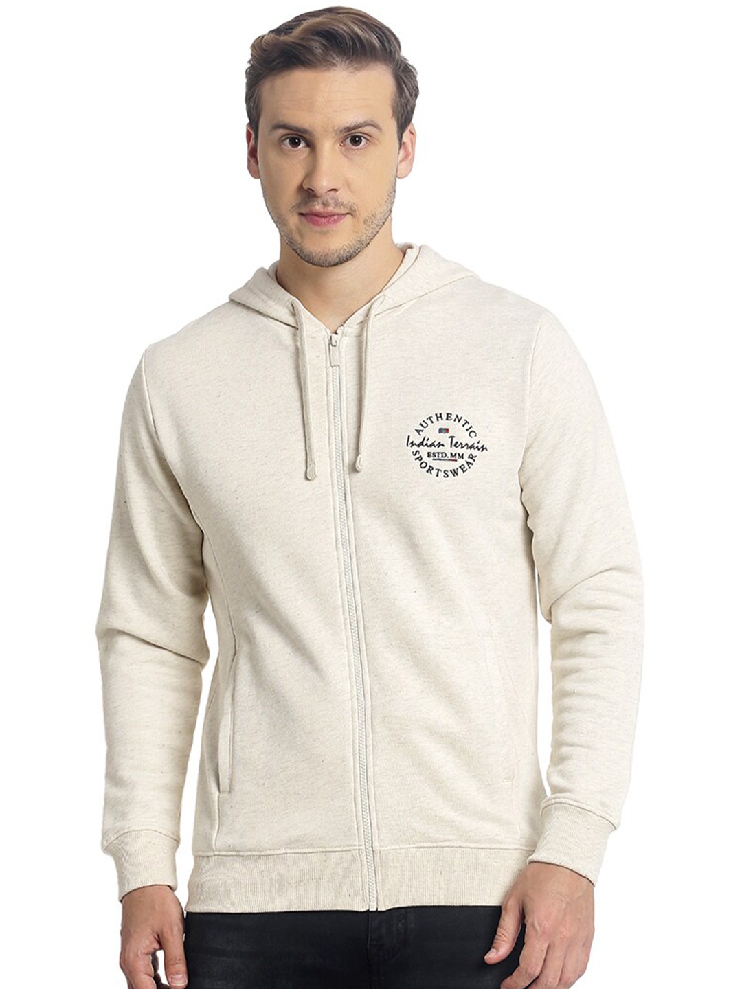 

Indian Terrain Hooded Long Sleeves Sweatshirt, Beige