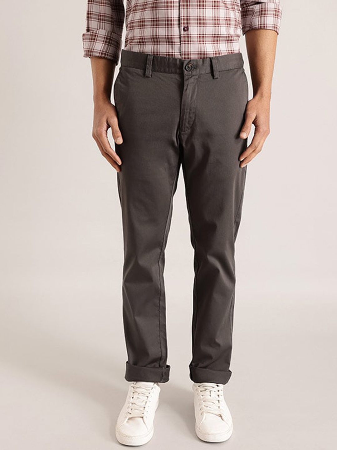 

Indian Terrain Men Brooklyn Mid-Rise Chinos Trousers, Blue