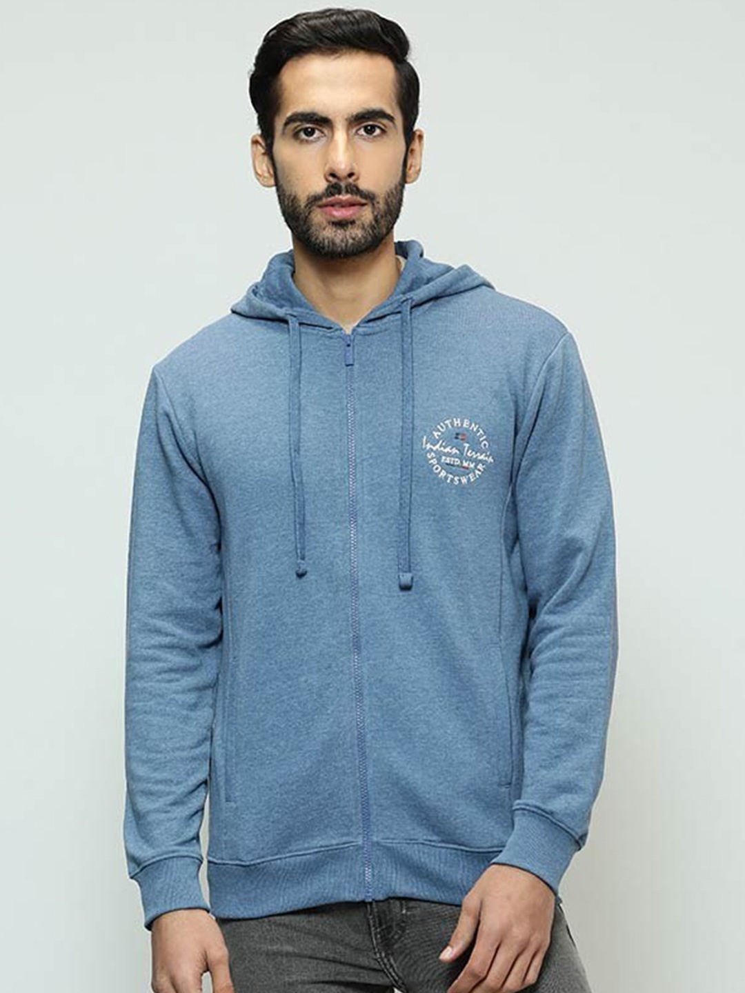 

Indian Terrain Hooded Front-Open Sweatshirt, Blue