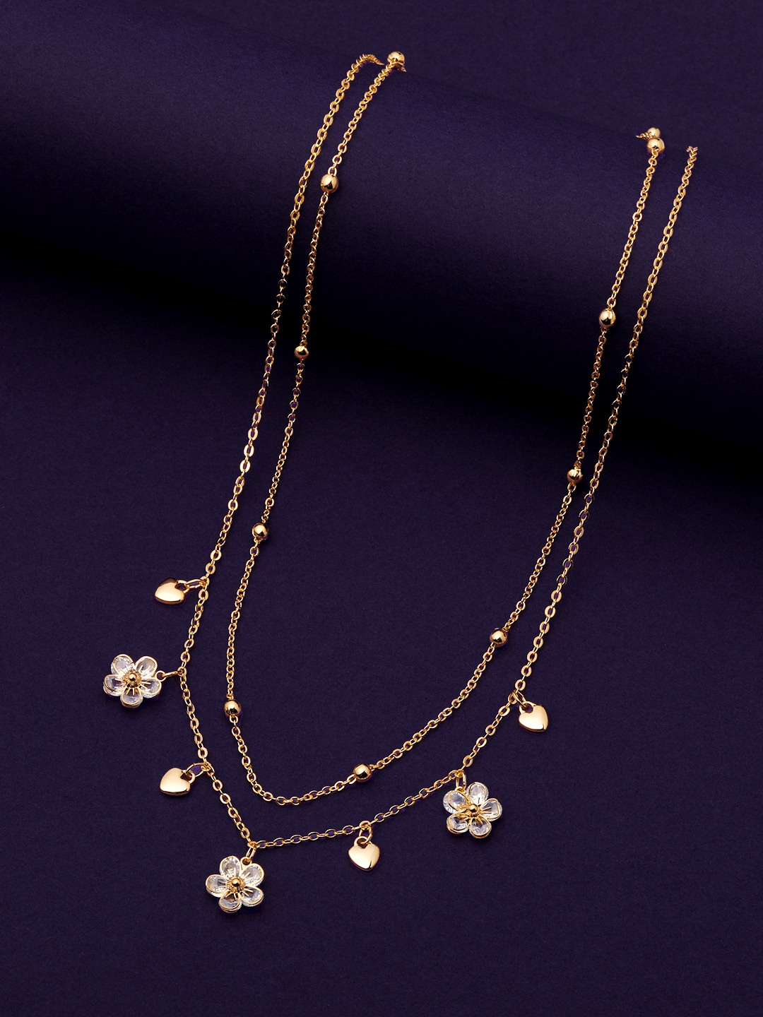 

ASMITTA JEWELLERY Gold-Plated CZ Layered Necklace Chain