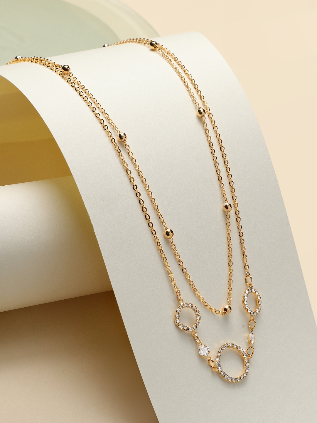 

ASMITTA JEWELLERY Gold-Plated CZ Layered Necklace Chain