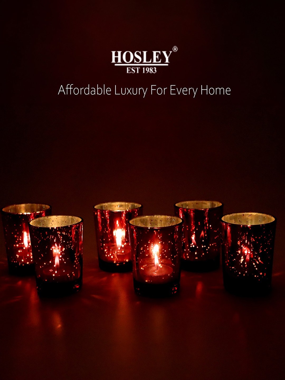 

HOSLEY Pack Of 6 Red Textured Glass Tealight Candle Holders