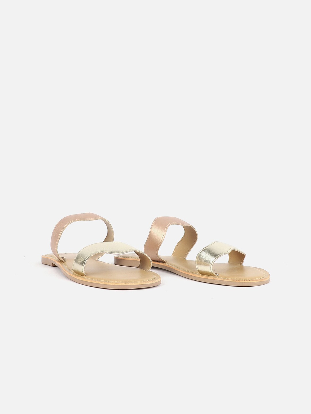 

Carlton London Textured Double Straps Open Toe Flats, Rose gold
