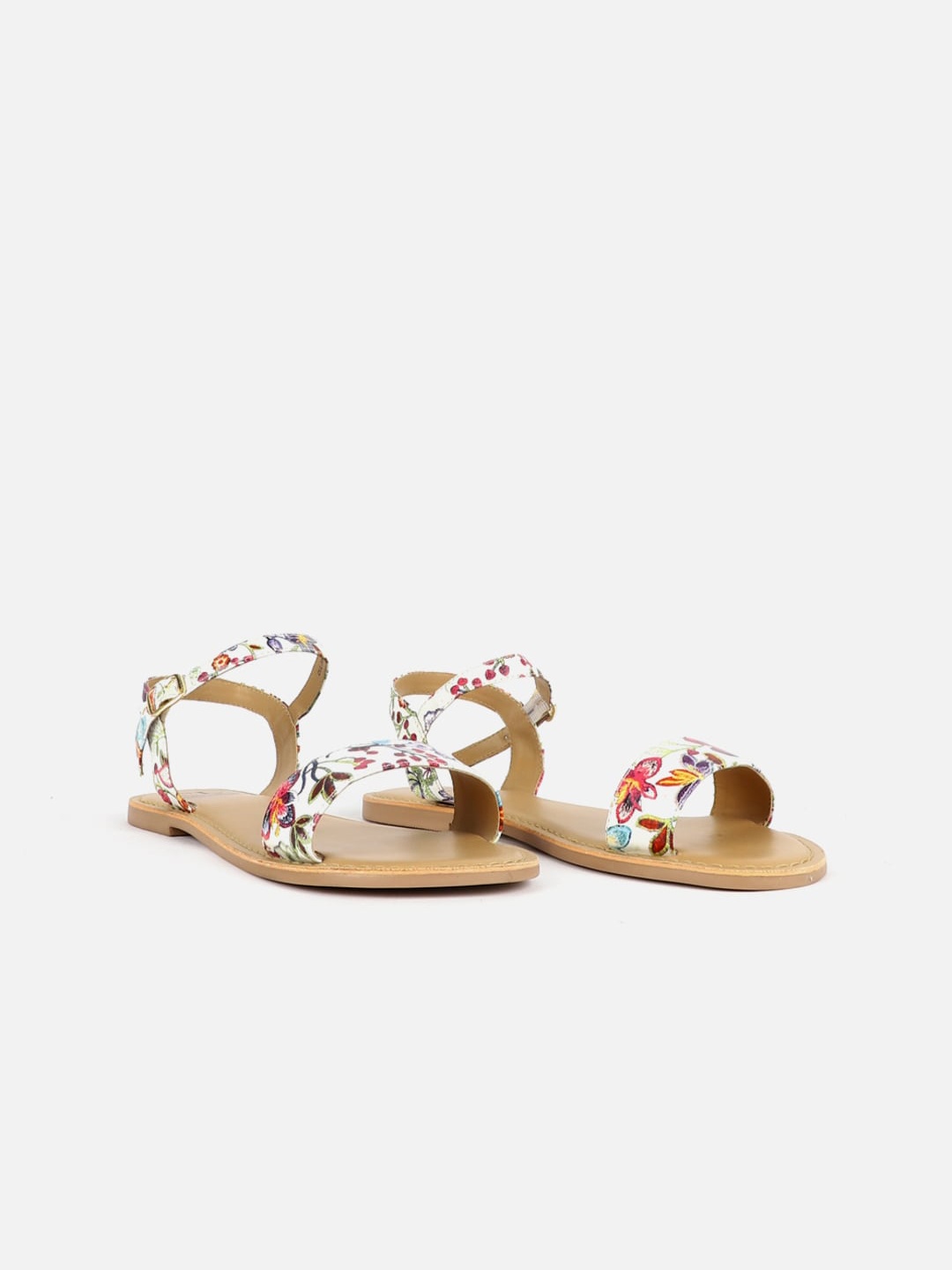 

Carlton London Floral Printed Open Toe Flats, White