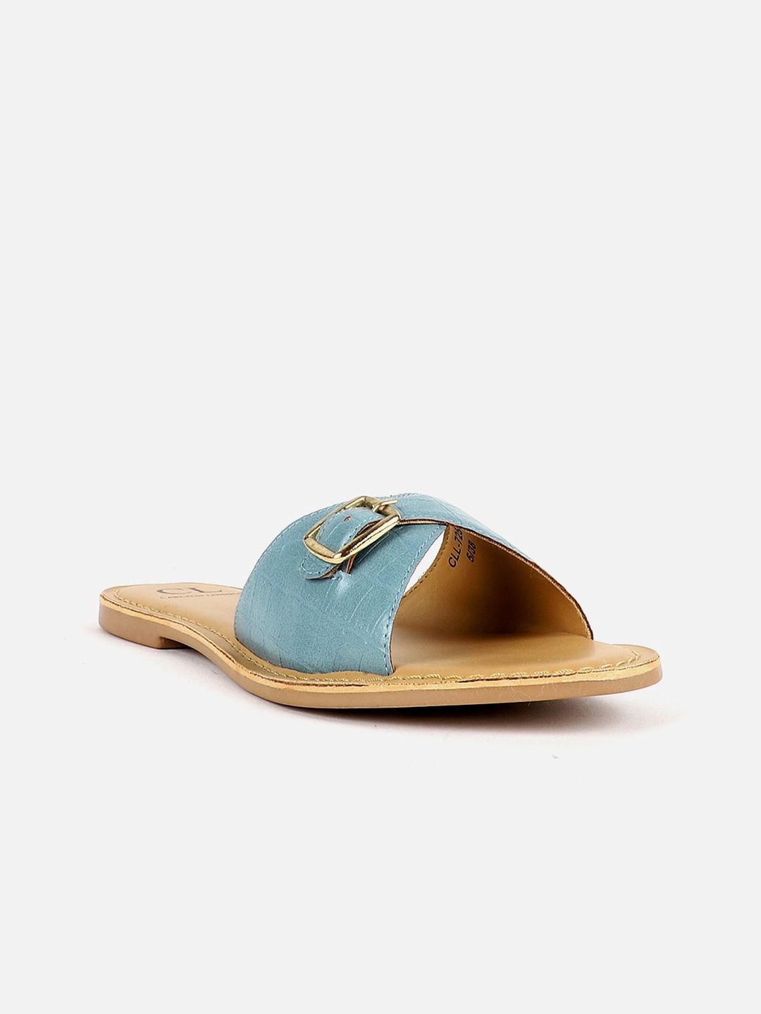 

Carlton London Textured Buckle Detail Open Toe Flats, Blue