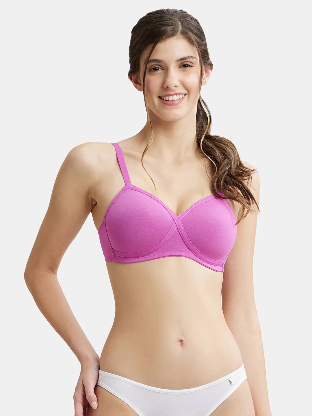 

Jockey Medium Coverage Lightly Padded T-shirt Bra WIth All Day Comfort, Lavender